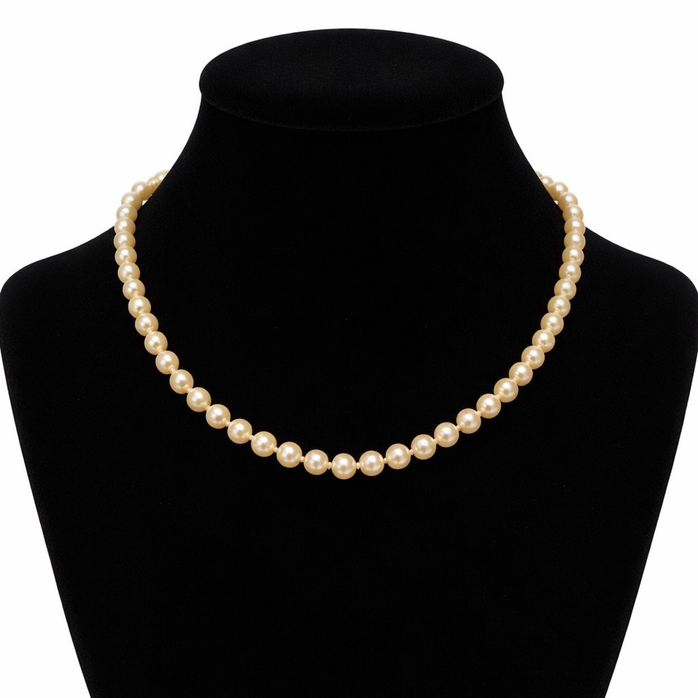 Vintage Marvella Faux Pearl Necklace Gold Tone Clasp Classic‎ 19" Strand